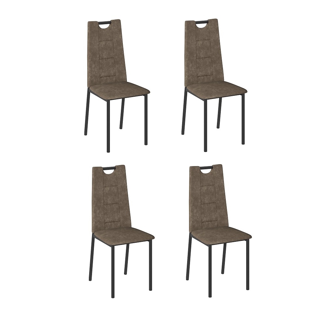 Комплект стульев Орлеан (4 шт), черный велюр коричневый