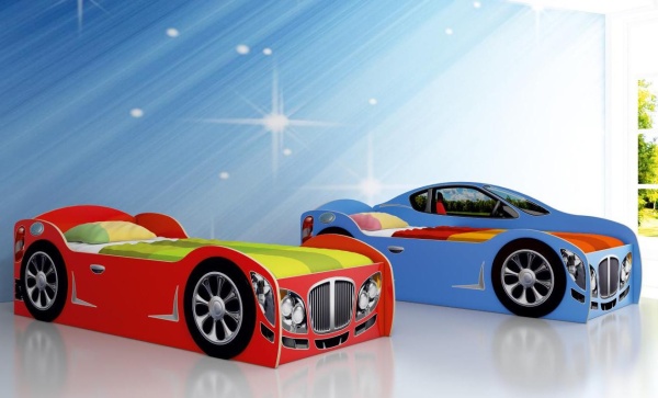 Детская Кровать-Машинка 4 WD (Д-2018 х В-556 х Г-864мм)/Красный или Синий