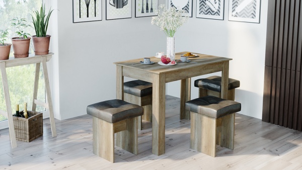 Обеденная группа «Мадрид» №2 Дуб Каньон светлый/ткань Richie Wenge